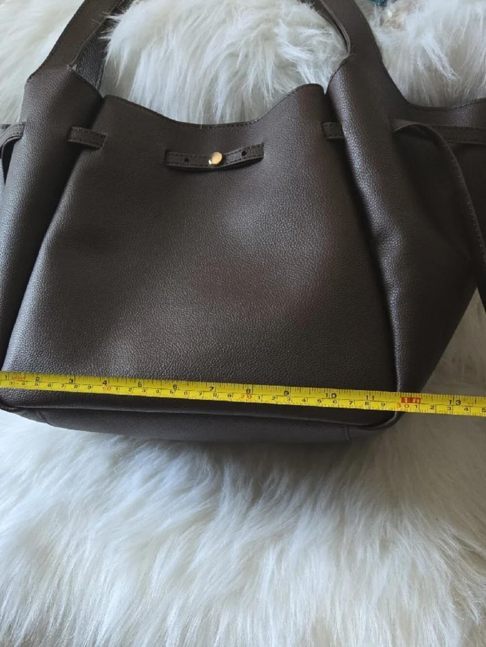 London Fog Dark Brown Pebbled Vegan Leather Tote